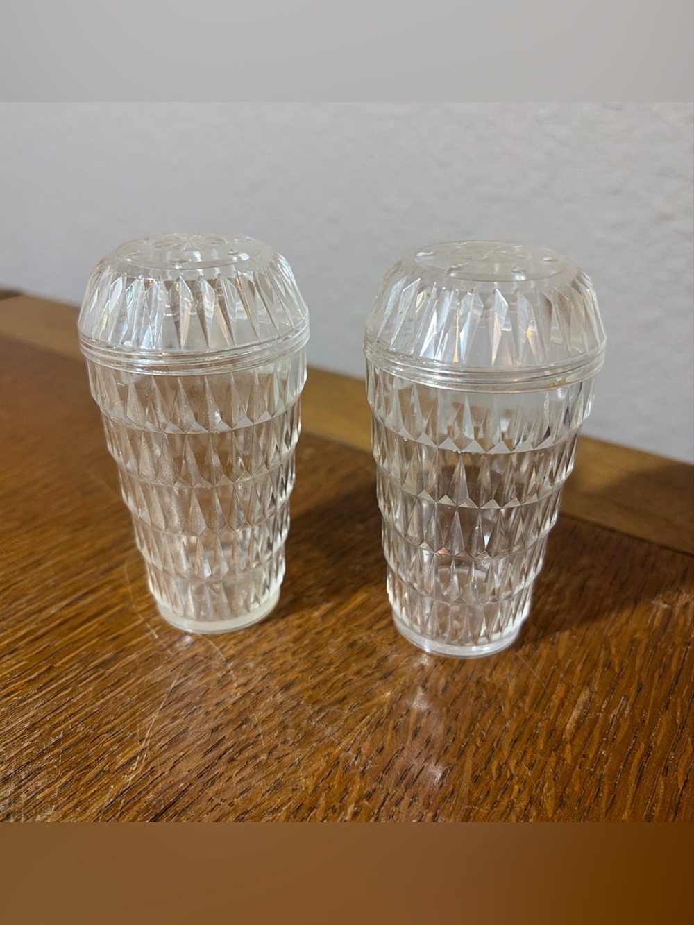 Vintage Plastic Salt and Pepper Shakers Clear Plastic Arrow U.S.A.